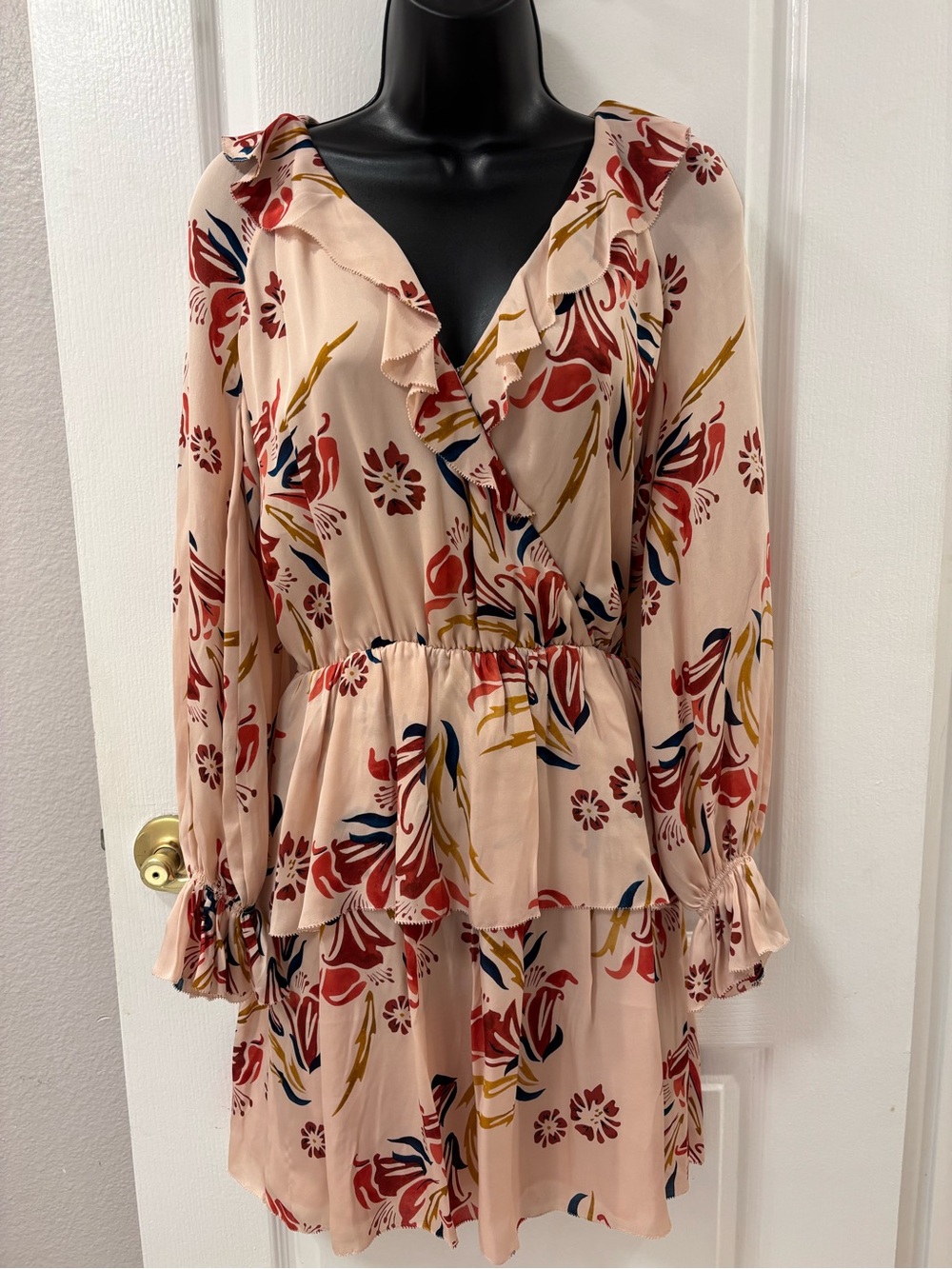 NWT Joie 100% Silk Peplum  V-Neck Mini Dress size S